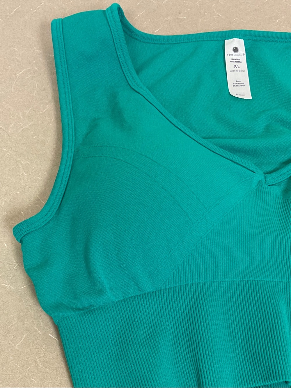 Yogalicious Teal V-Neck Wireless Sports Bra - Picture 4 of 6